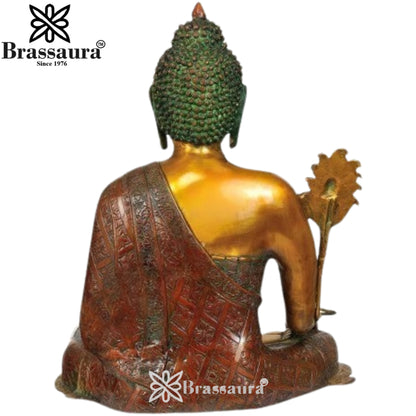 Brass Bhumisprasa Gem Stone Work Buddha Weight 21 kg & Height 24 Inch