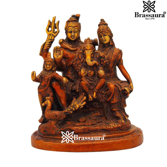 Brass Antique Shiv Family  Weight 1.4 Kg & Height 5 Inch
