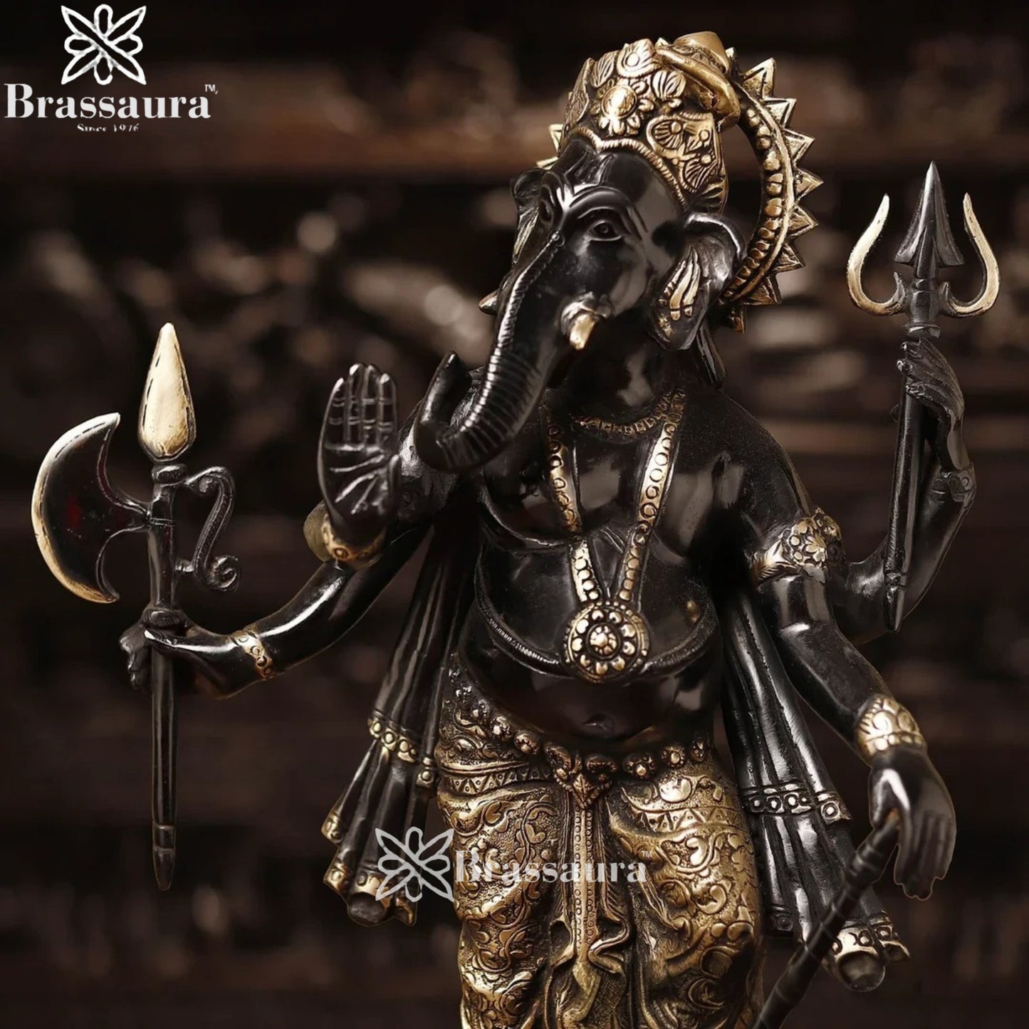 Brass Standing Ganesha Weight 10.2 Kg & Height 19 Inch