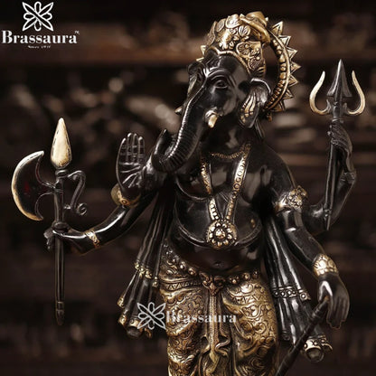 Brass Standing Ganesha Weight 10.2 Kg & Height 19 Inch