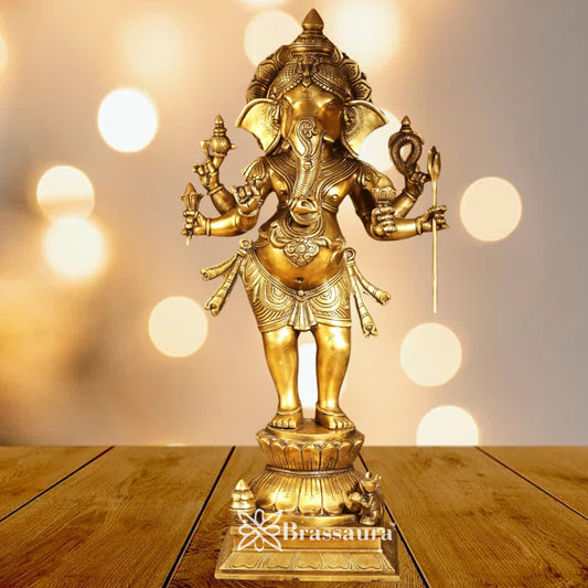 Brass Dancing Ganesha Statue Weight 20 Kg & Height 26 Inch