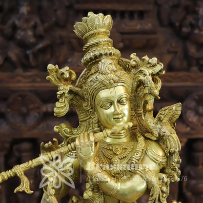 Brass Royal Gold Radha Krishna Murti Weight 30.94 Kg And Height 30 Inch