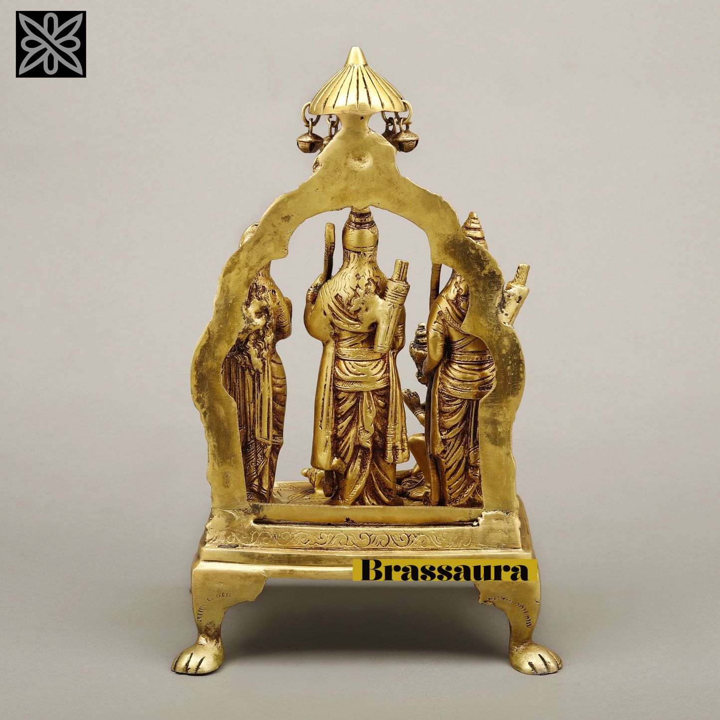 Brassaura™ Pure Brass Ram Darbar Idol – 14 Inch Height, 5.270 Kg Weight – Handcrafted Golden Finish Statue