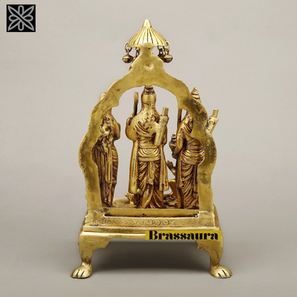 Brassaura™ Pure Brass Ram Darbar Idol – 14 Inch Height, 5.270 Kg Weight – Handcrafted Golden Finish Statue