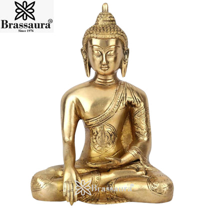Brass Bhumisprasa Royal Golden Buddha Weight 1.9 kg & Height 8 Inch