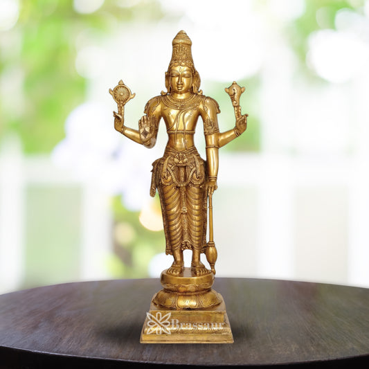 Brass Super fine Vishnu Statue Weight 27.2 Kg And Height 37 Inch