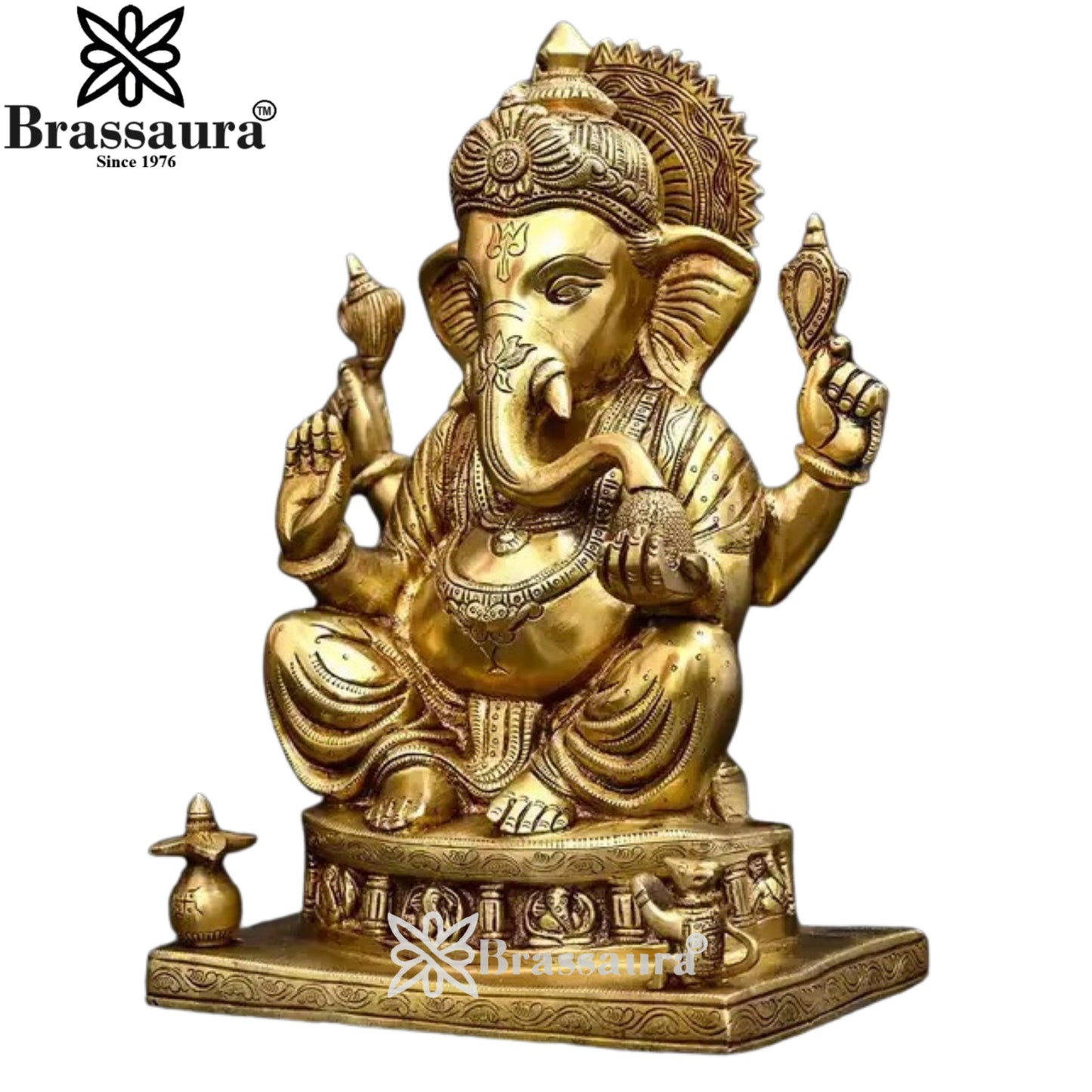 Brass Ganesha Statue Weight 9.75 Kg And Height 13.5 Inch