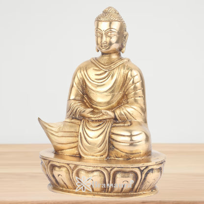 Brass Royal Golden Buddha With Base Weight 2 Kg & Height 8 Inch