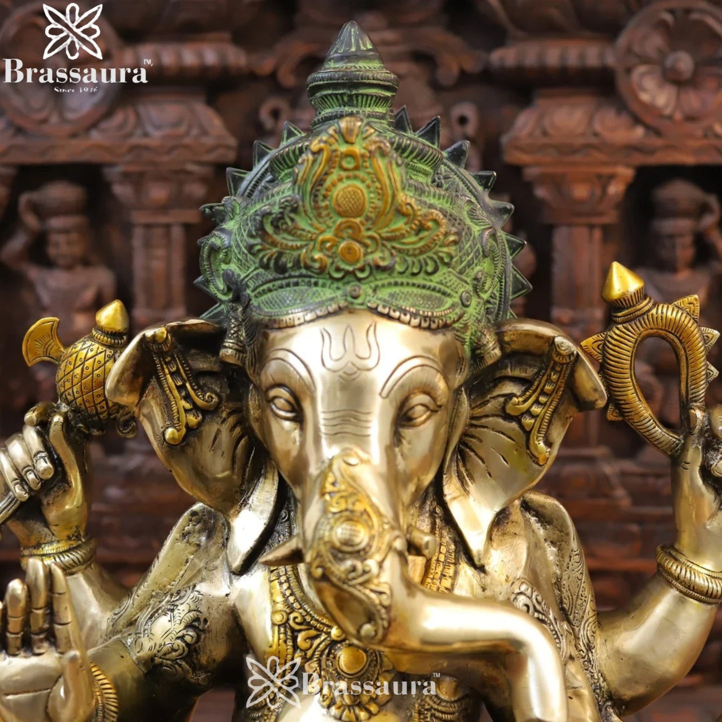 Brass Lotus Ganesha Weight 27.9 Kg & Height 21 Inch