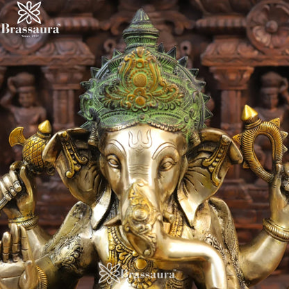 Brass Lotus Ganesha Weight 27.9 Kg & Height 21 Inch