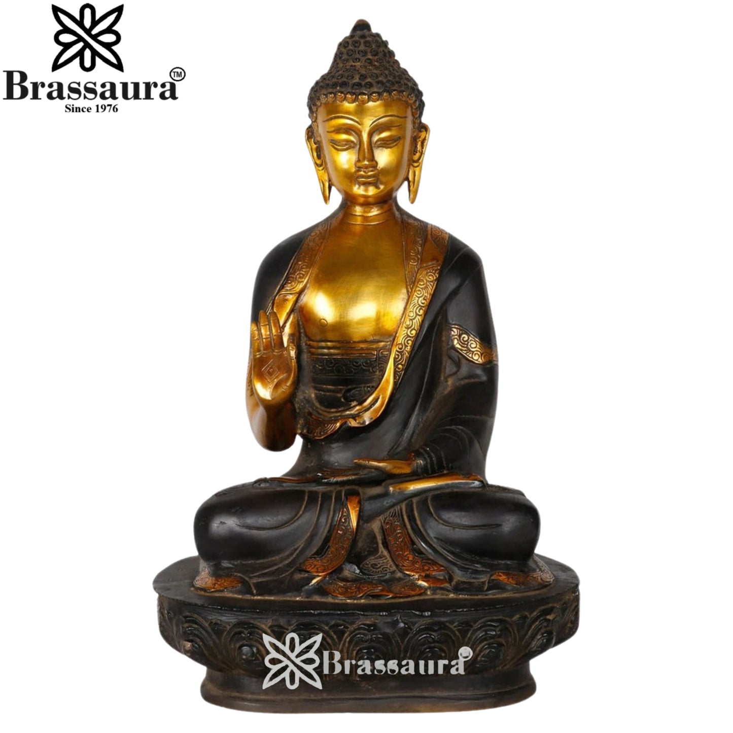 Brass Blessing Buddha Weight 8.5 kg & Height 16 Inch