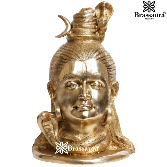 Brass Royal Golden Shiva Mukhlingam Weight 11 Kg & Height 15.5 Inch
