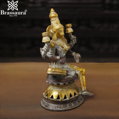 Brassaura™ Artistic Brass Laxmi Idol – Height 12 Inches & Weight 4.3 Kgs | Home & Puja Décor