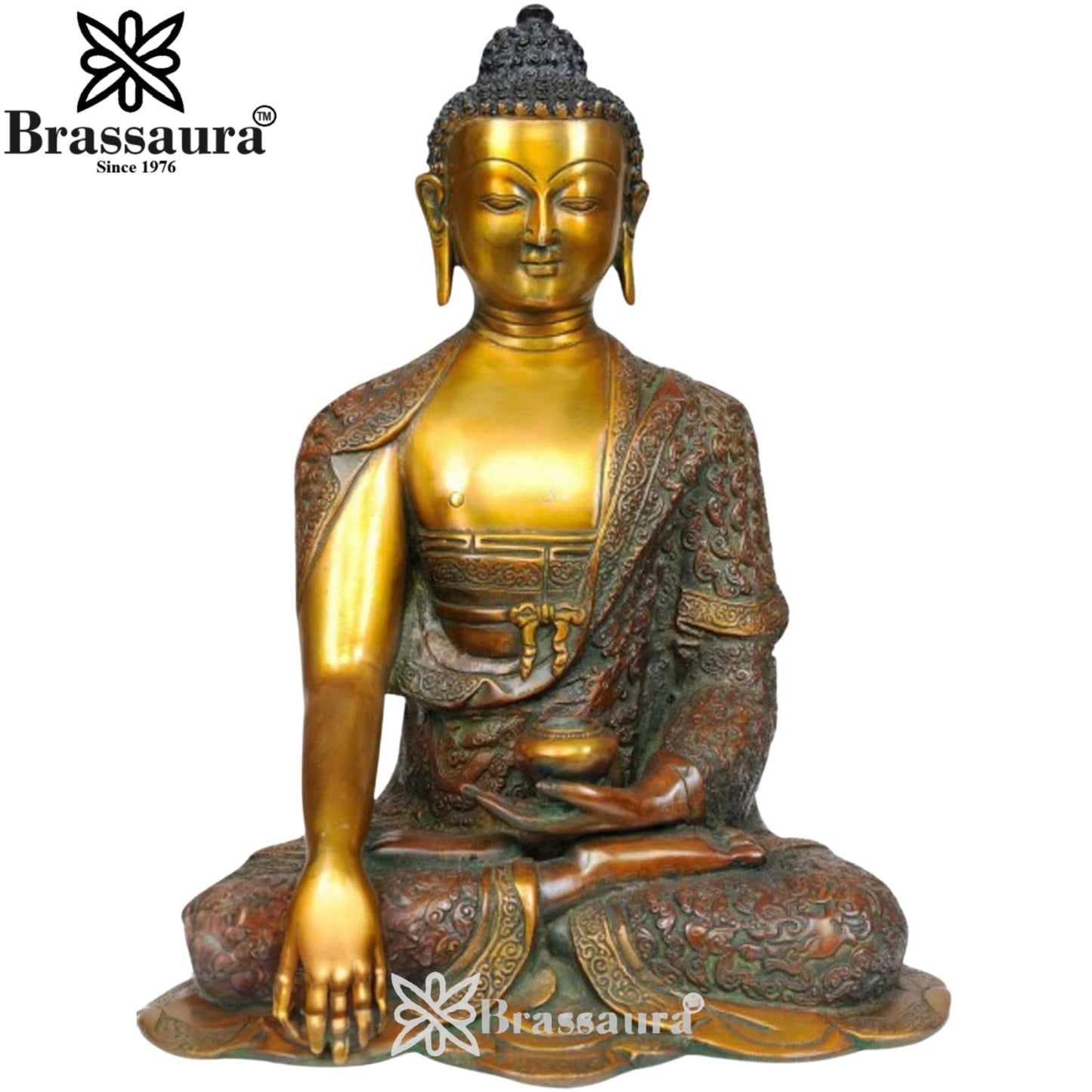 Brass Bhumisprasa Buddha Weight 8 kg & Height 13 Inch