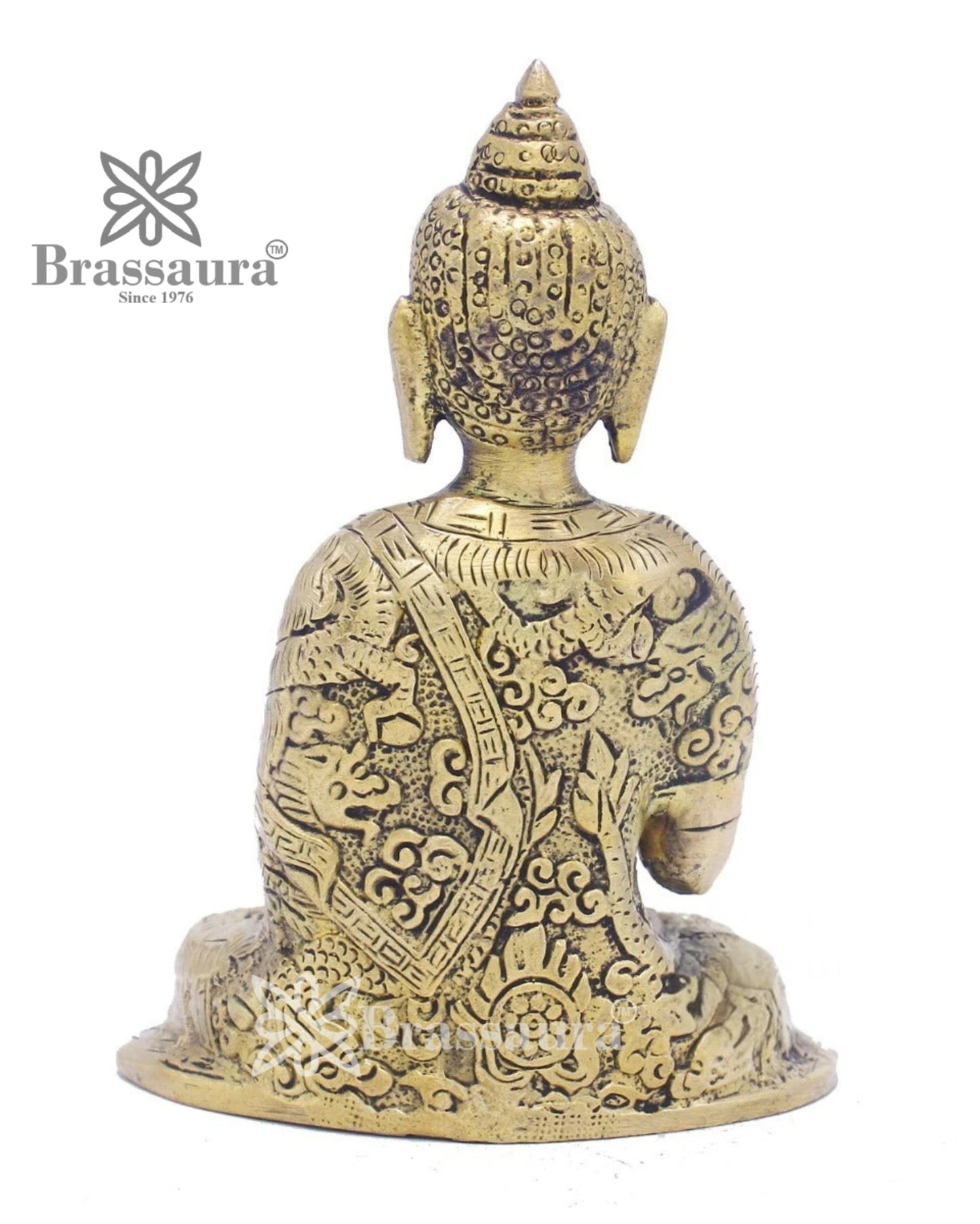 Brass Blessing Buddha Weight 0.65 kg & Height 5 Inch
