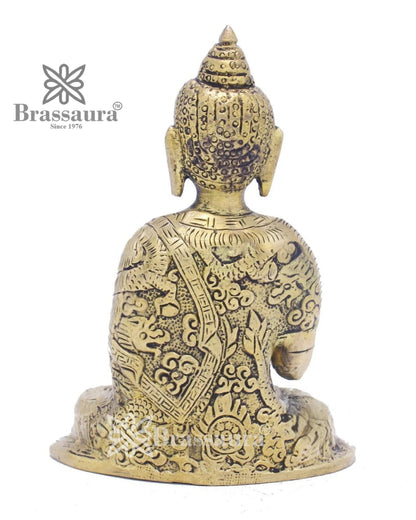 Brass Blessing Buddha Weight 0.65 kg & Height 5 Inch