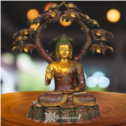 Brass Blessing Tree Buddha Weight 37 kg & Height 28.5 Inch