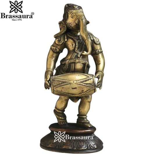 Brassaura Set of 5 Brass Musical Ganesha Idols | Height 7 Inches