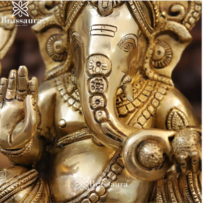 Brass Ganesha Weight 6.62 Kg & Height 12.5 Inch