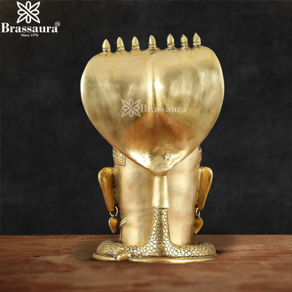 Brass Shiv Mukhlingam With Naagraaj Statue Weight 8 Kg And Height 22 Inch