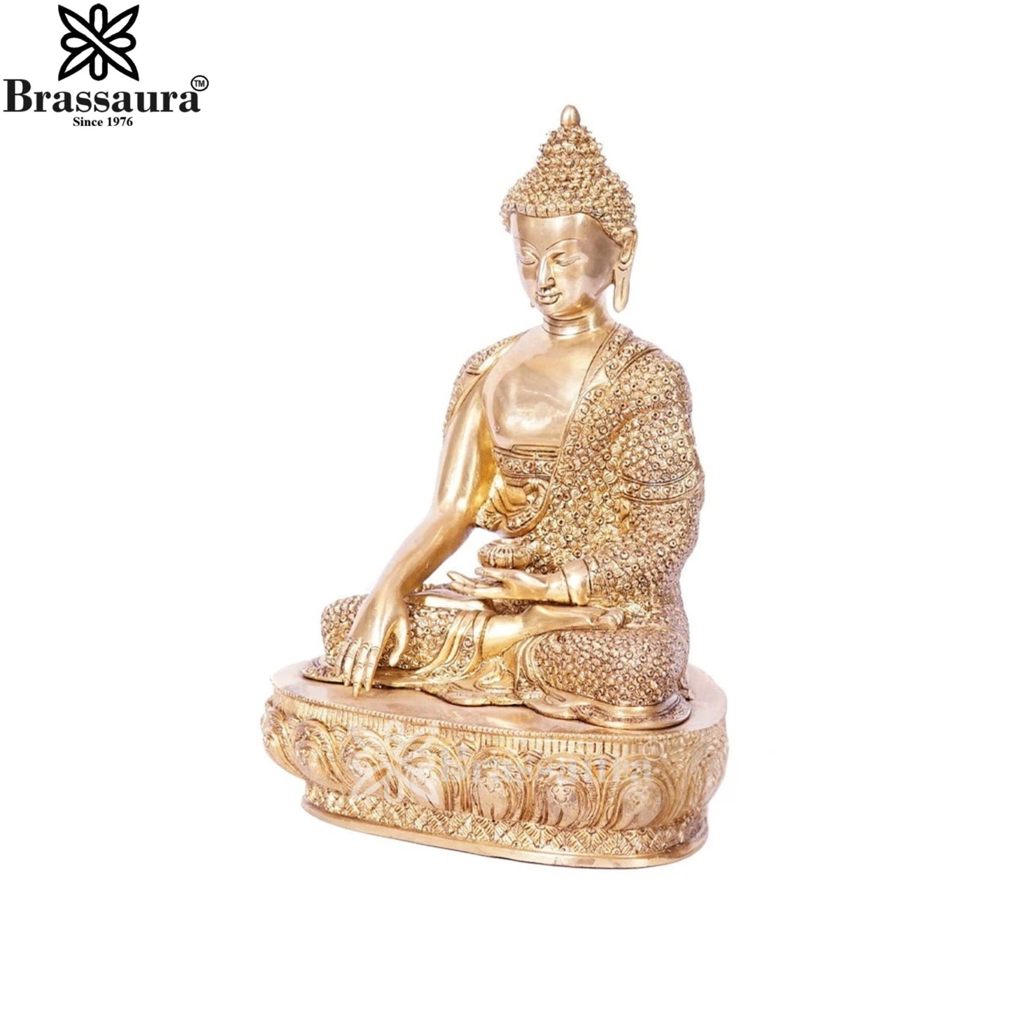 Brass Bhumisprasa Antique Buddha Weight 10.5 kg & Height 17 Inch