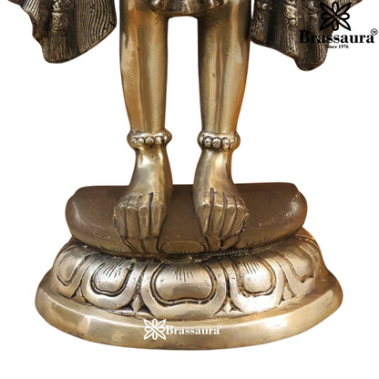 Brassaura™ Brass Standing Hanuman Idol Height 26 Inches & Weight 13.44 Kgs | Spiritual Gifting & Home Temple Decor