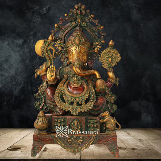 Brass Vintage Ganesha Weight 37 Kg & Height 27 Inch