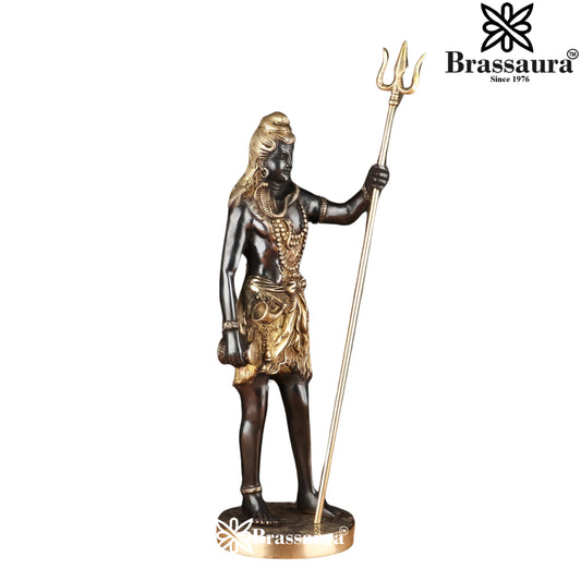 Brassaura™ Handcrafted Brass Shiva Idol – Height 17.5 Inches & Weight 5.8 Kgs | Devotional Sculpture