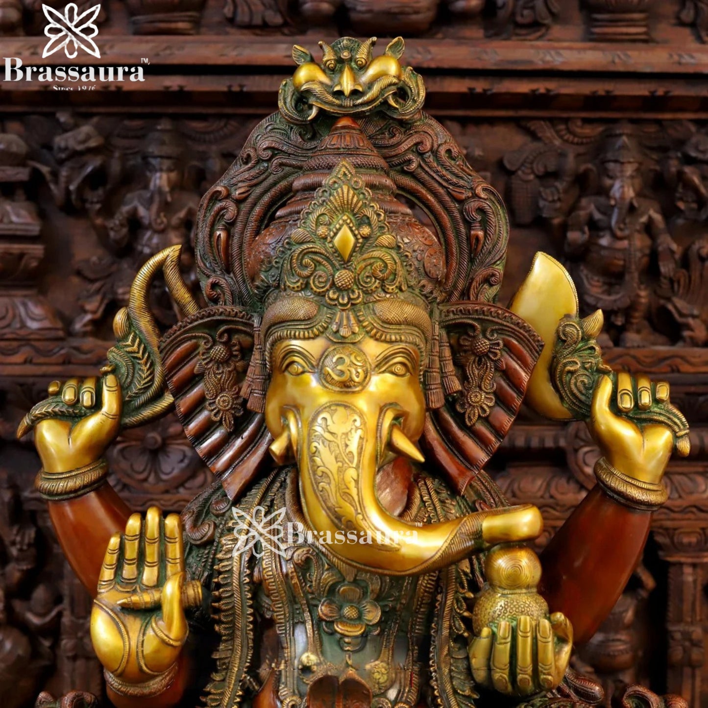 Brass Big Ganesha Weight 61 Kg & Height 34.5 Inch