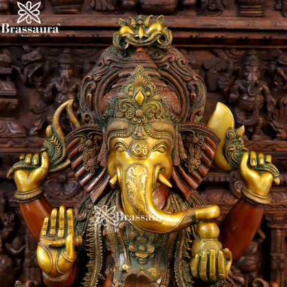 Brass Big Ganesha Weight 61 Kg & Height 34.5 Inch