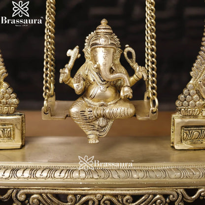 Brass Golden Ganesha Jhula Weight 5.4 Kg & Height 15.5 Inch