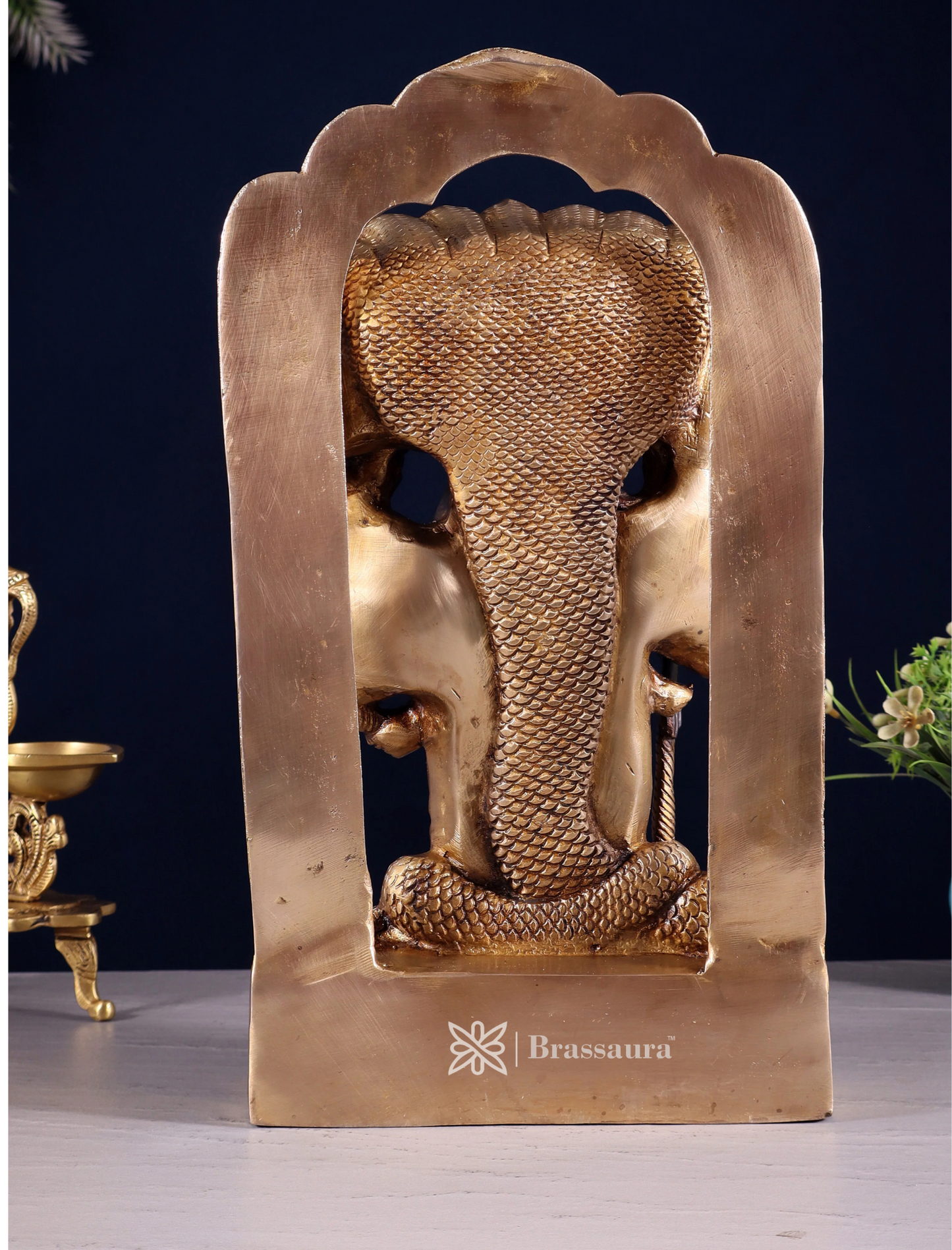 Brassaura™ Brass Vishwaroopam Lord Vishnu Statue – Height 14.5 Inches & Weight 9.5 Kgs | Black & Golden Finish