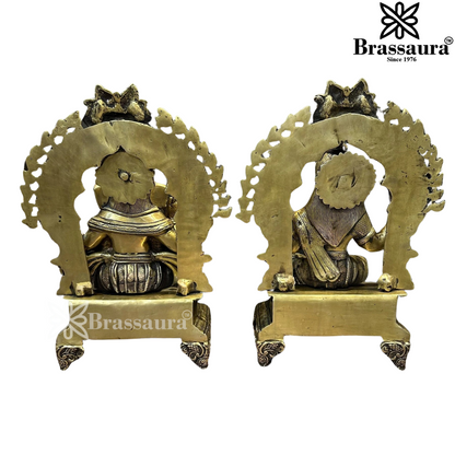 Brassaura™ Brass Laxmi Ganesh Statue – Height 9.5 Inches & Weight 6.4 Kgs | Hindu God Murti