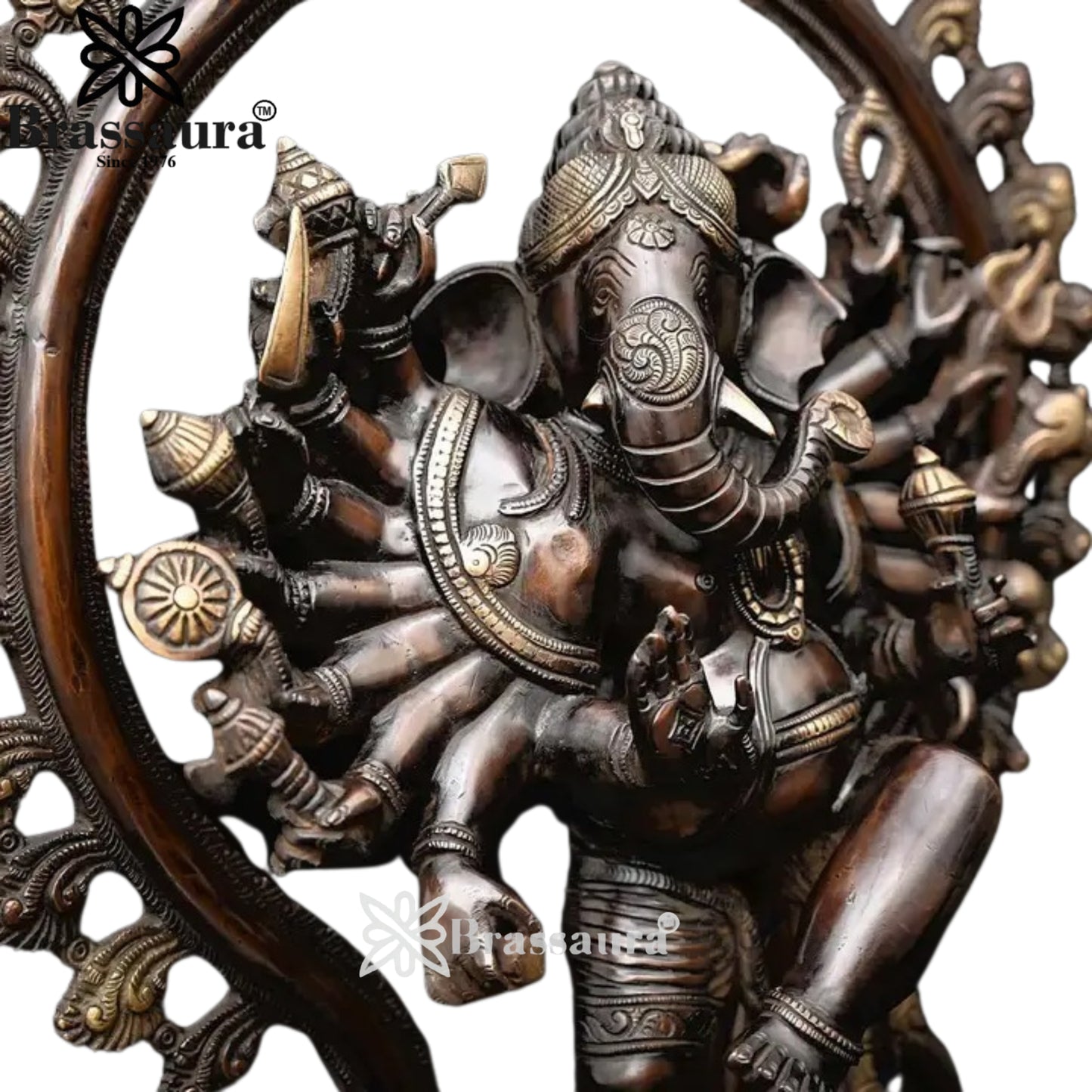 Brass Dancing Ganesha Statue Weight 20.53 Kg And Height 25.2 Inch