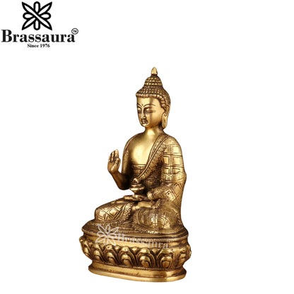 Brass Blessing Buddha Weight 3.8 kg & Height 9 Inch