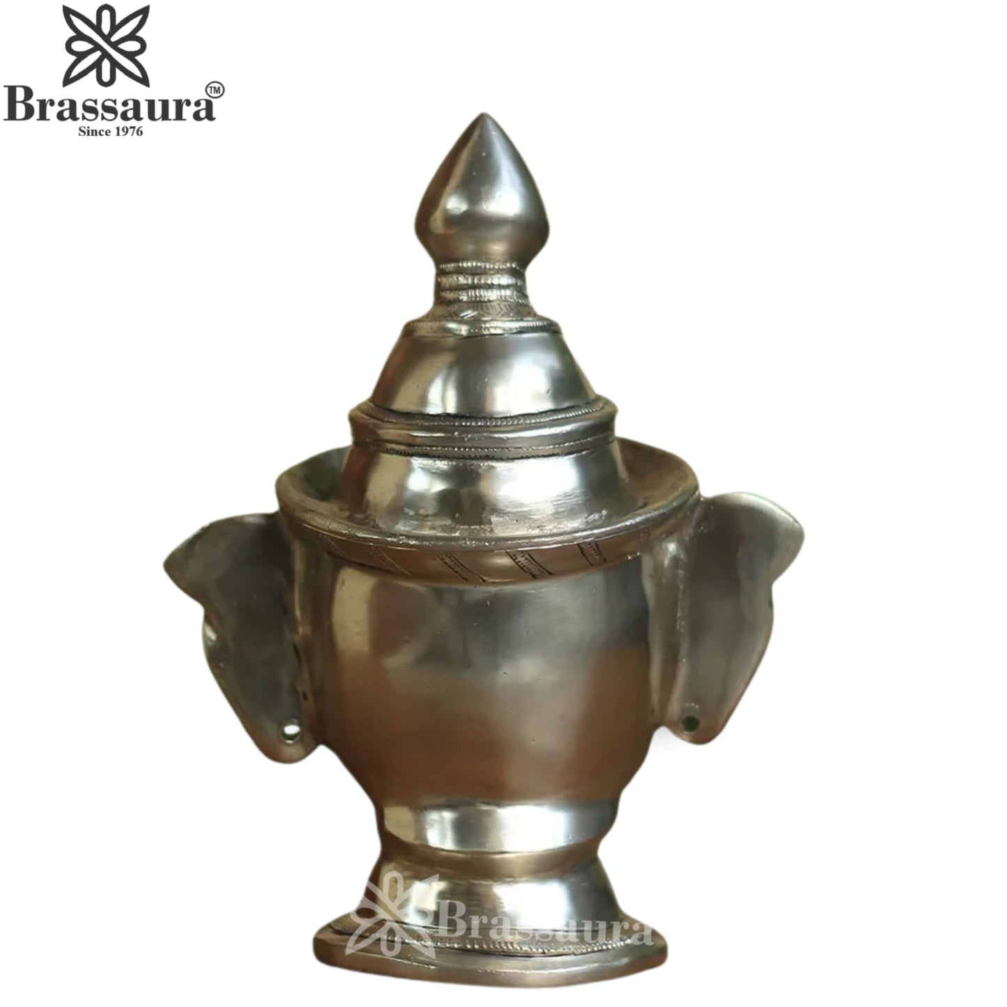 Brass Silver Shiva Mask Statue Weight 3.7 Kg And Height 12 Inch