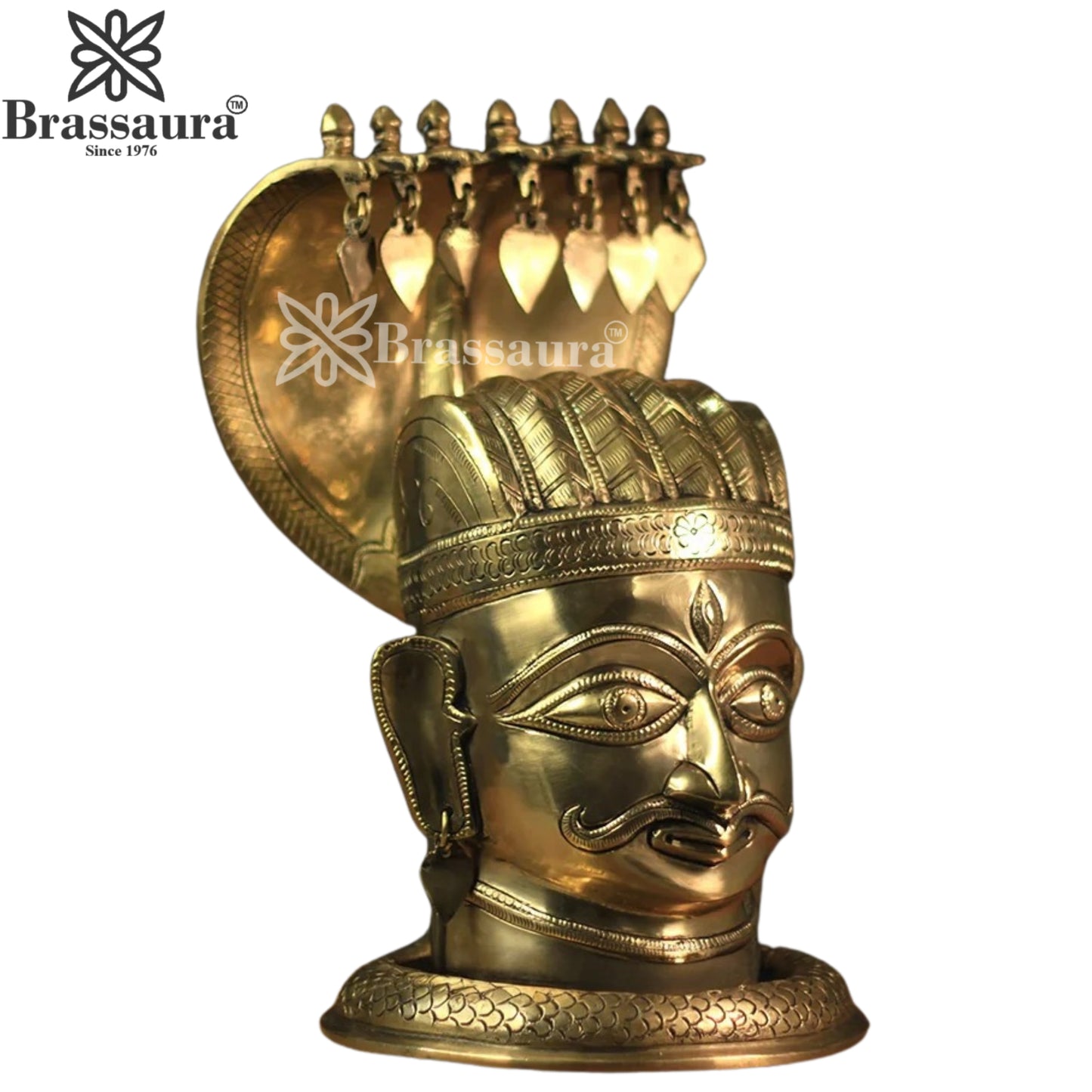 Brass Shiva Mukhlingam With Naagraaj Statue Weight 8.7 Kg And Height 13 Inch