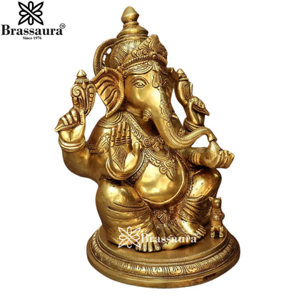 Brass Super fine Ganesha Weight 12.7 Kg & Height 14 Inch