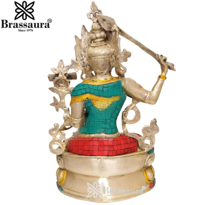 Brass Gem Stone Work Tara Weight 4 Kg & Height 14 Inch