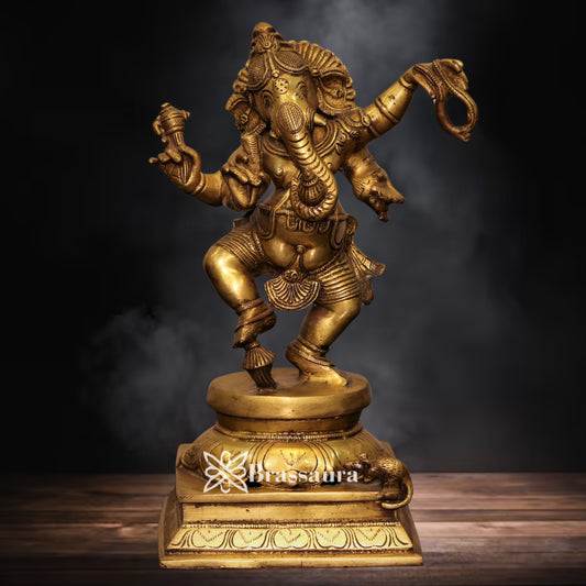 Brass Dancing Ganesha Statue Weight 5 Kg & Height 12 Inch