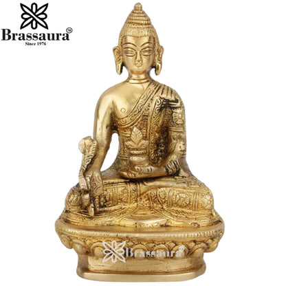 Brass Bhumisprasa Royal Golden Buddha Weight 0.7 kg & Height 5.5 Inch