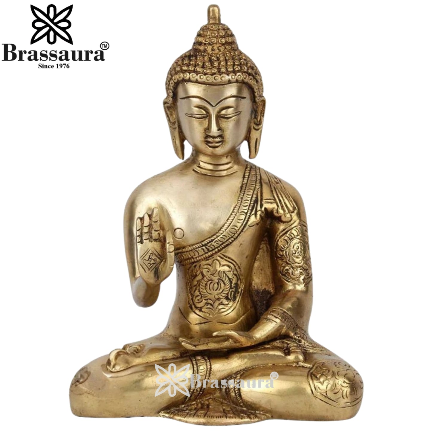 Brass Blessing Buddha Weight 1.9 kg & Height 8 Inch