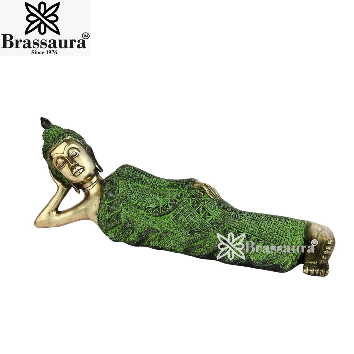 Brass Vintage Relaxing Buddha Weight 4.5 Kg & Height 7 Inch