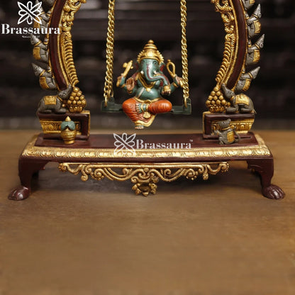 Brass Artistic Ganesha Jhula Weight 5.5 Kg & Height 15 Inch