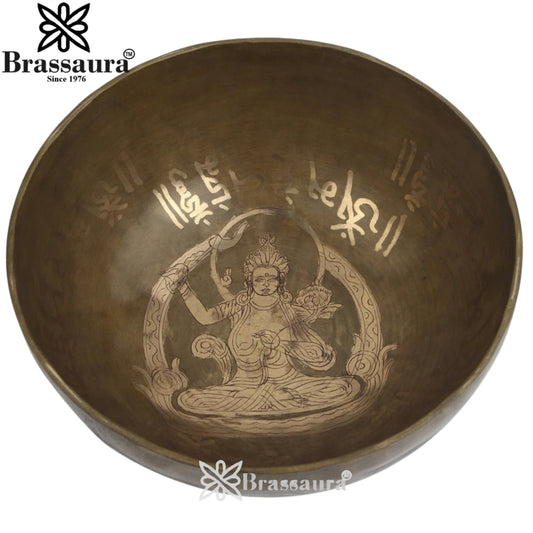 Brass Tara Singing Bowl & Cushion Weight 1 Kg & Height 3 Inch