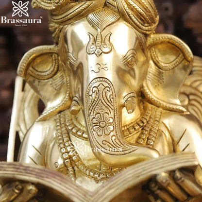 Brass Ganesha With Chair Weight 24.3 Kg & Height 23 Inch