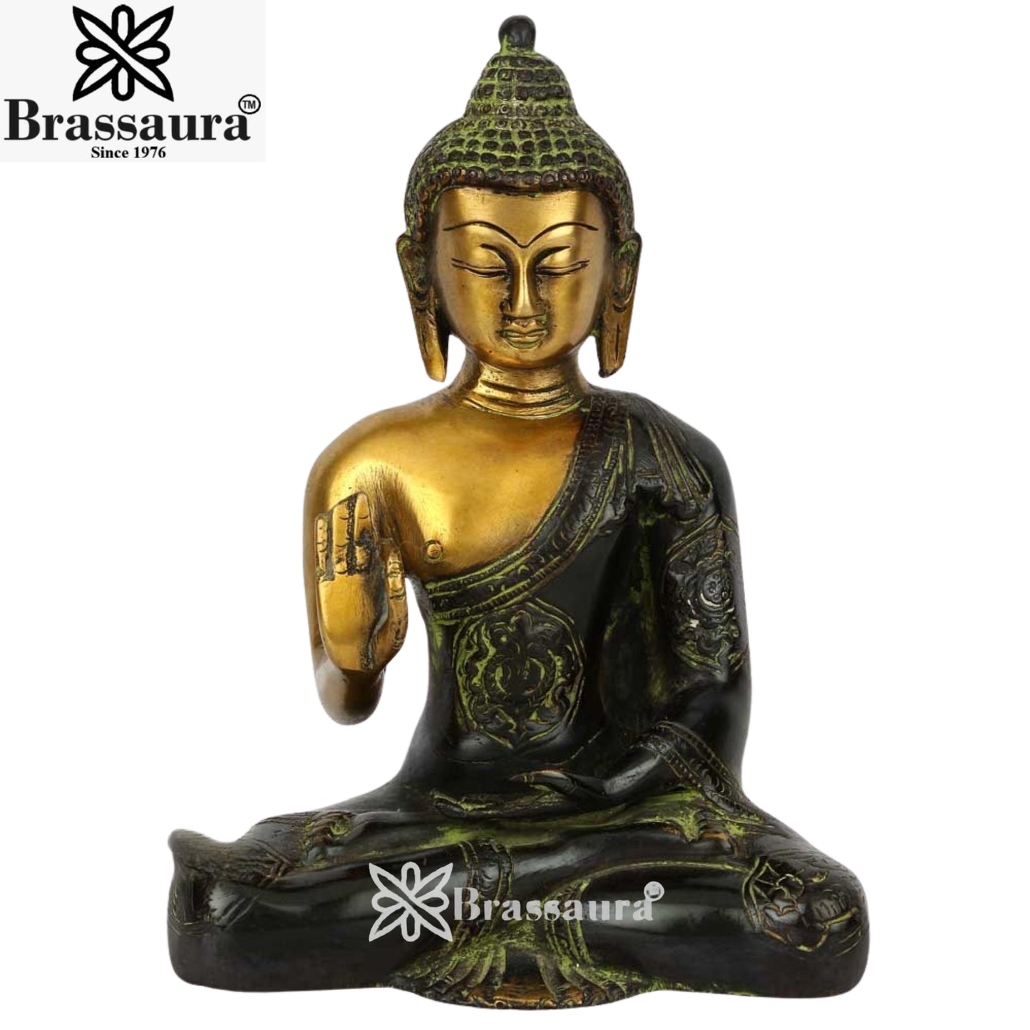 Brass Blessing Artistic Buddha Weight 1.8 kg & Height 8 Inch