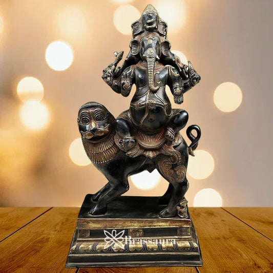 Brass Heramba Ganesha Statue Weight 24 Kg & Height 24 Inch