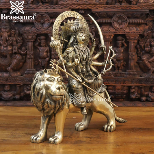 Brass Durga Idol for Home Temple and Decor – Divine Goddess Statue Height 22 Inches Weight 18.74 kgs