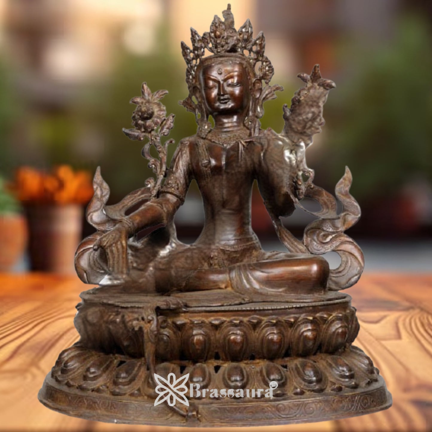 Brass Antique Tara Weight 22 Kg & Height 24.5 Inch